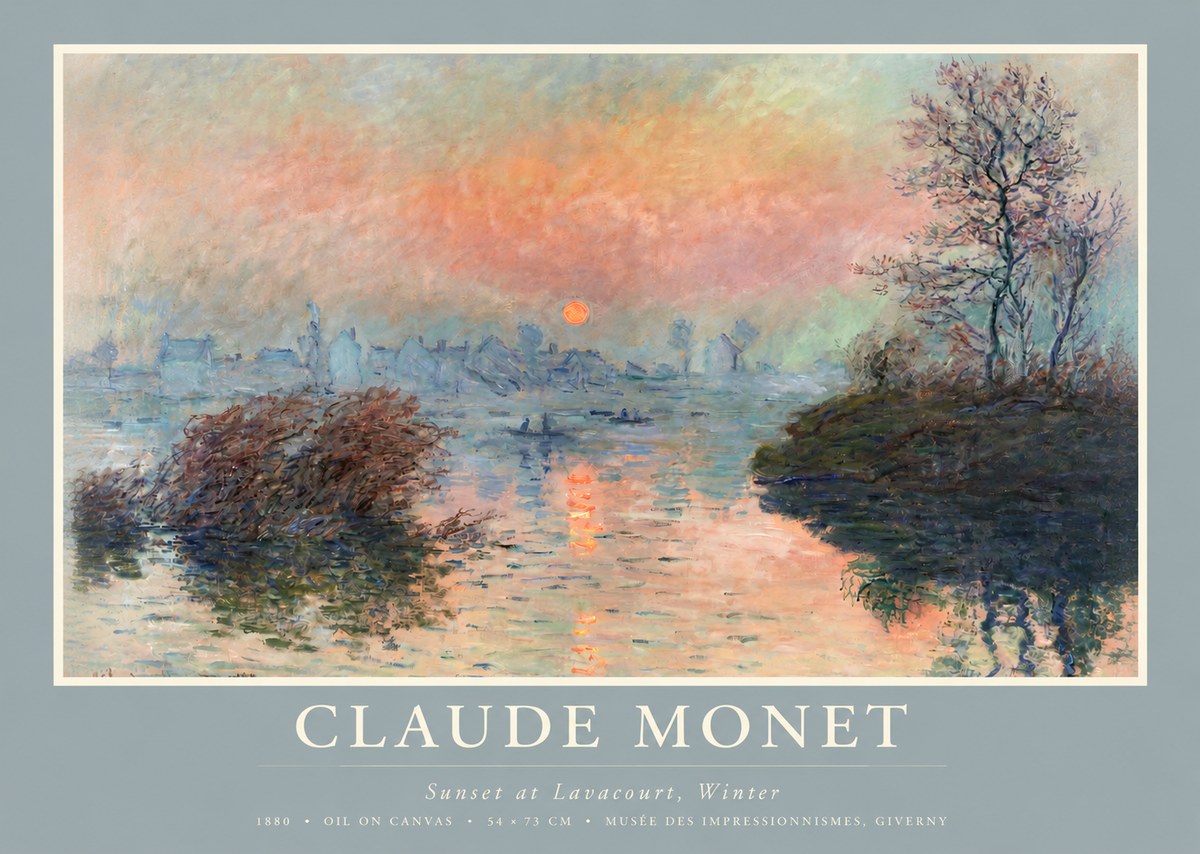 Monet Sunset at Lavacourt, Winter No2 - Poszter