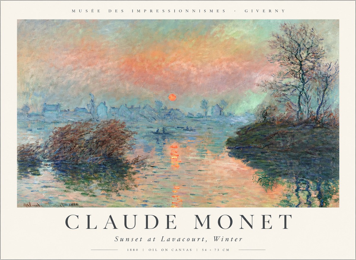 Monet Sunset at Lavacourt, Winter No3 - Poszter