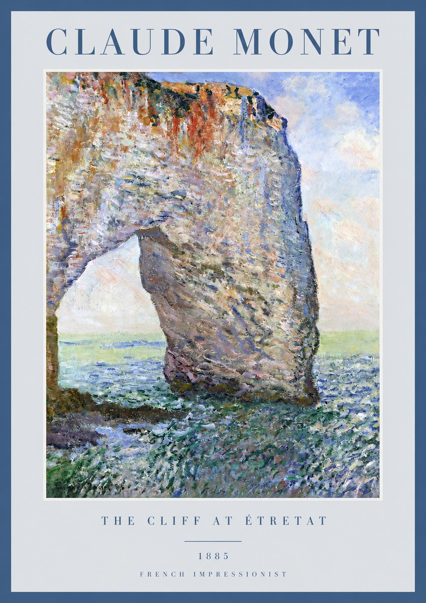 Monet The Cliff at Étretat No2 - Poszter
