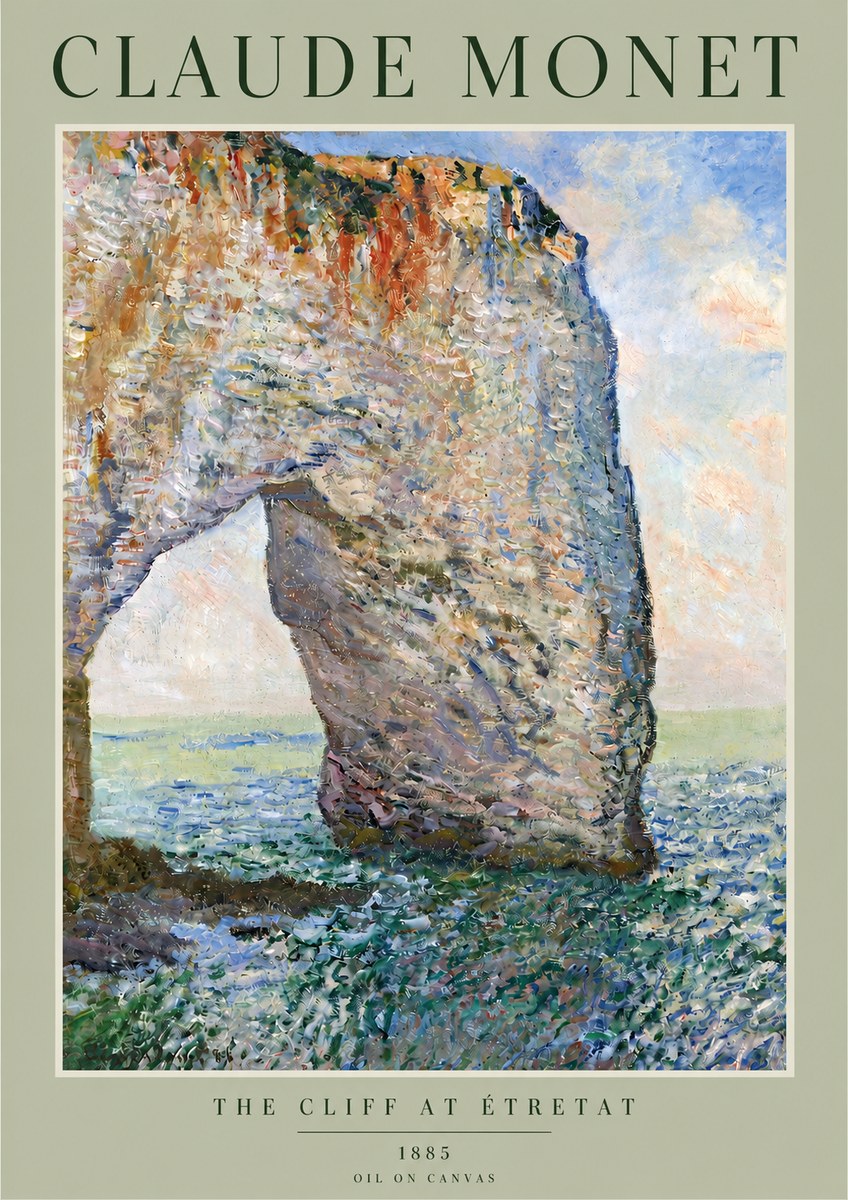 Monet The Cliff at Étretat No3 - Poszter