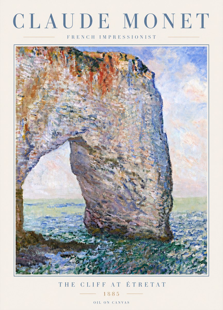 Monet The Cliff at Étretat No4 - Poszter