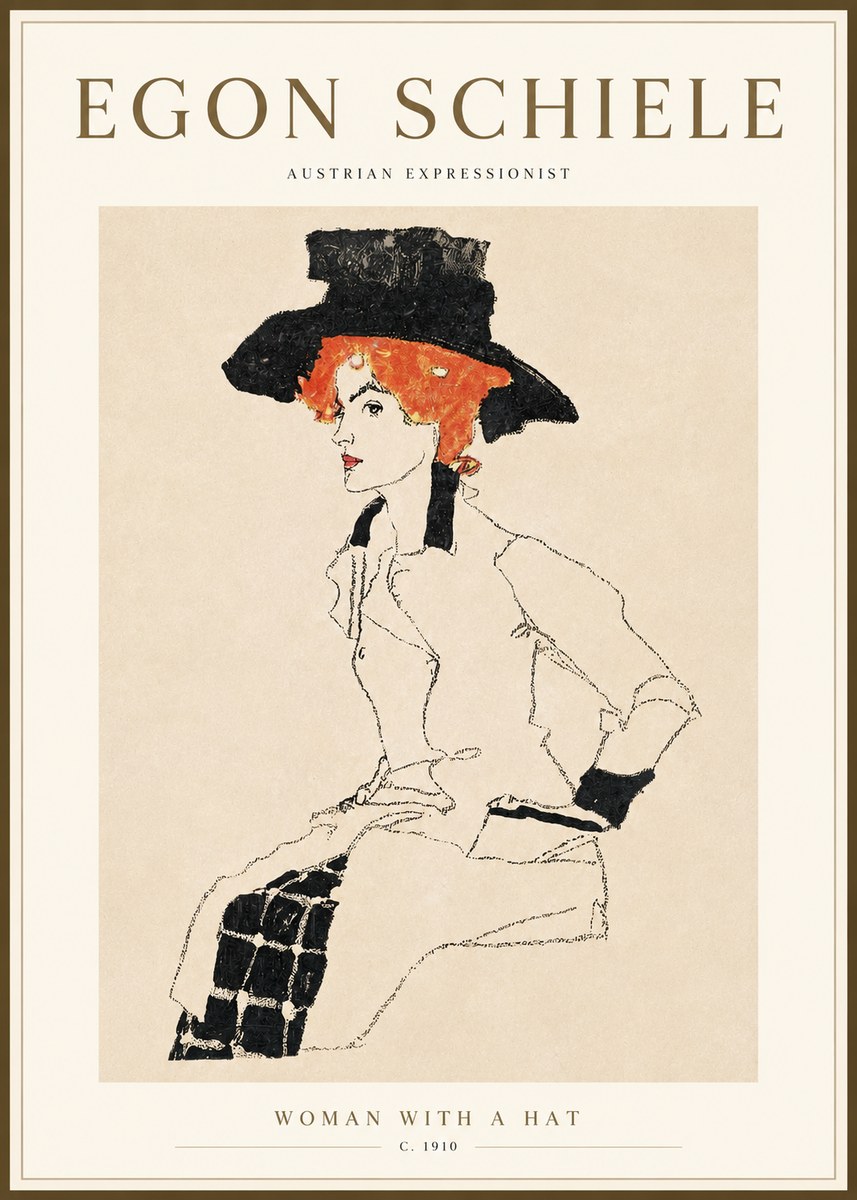 Schiele Woman with a Hat No3 - Poszter