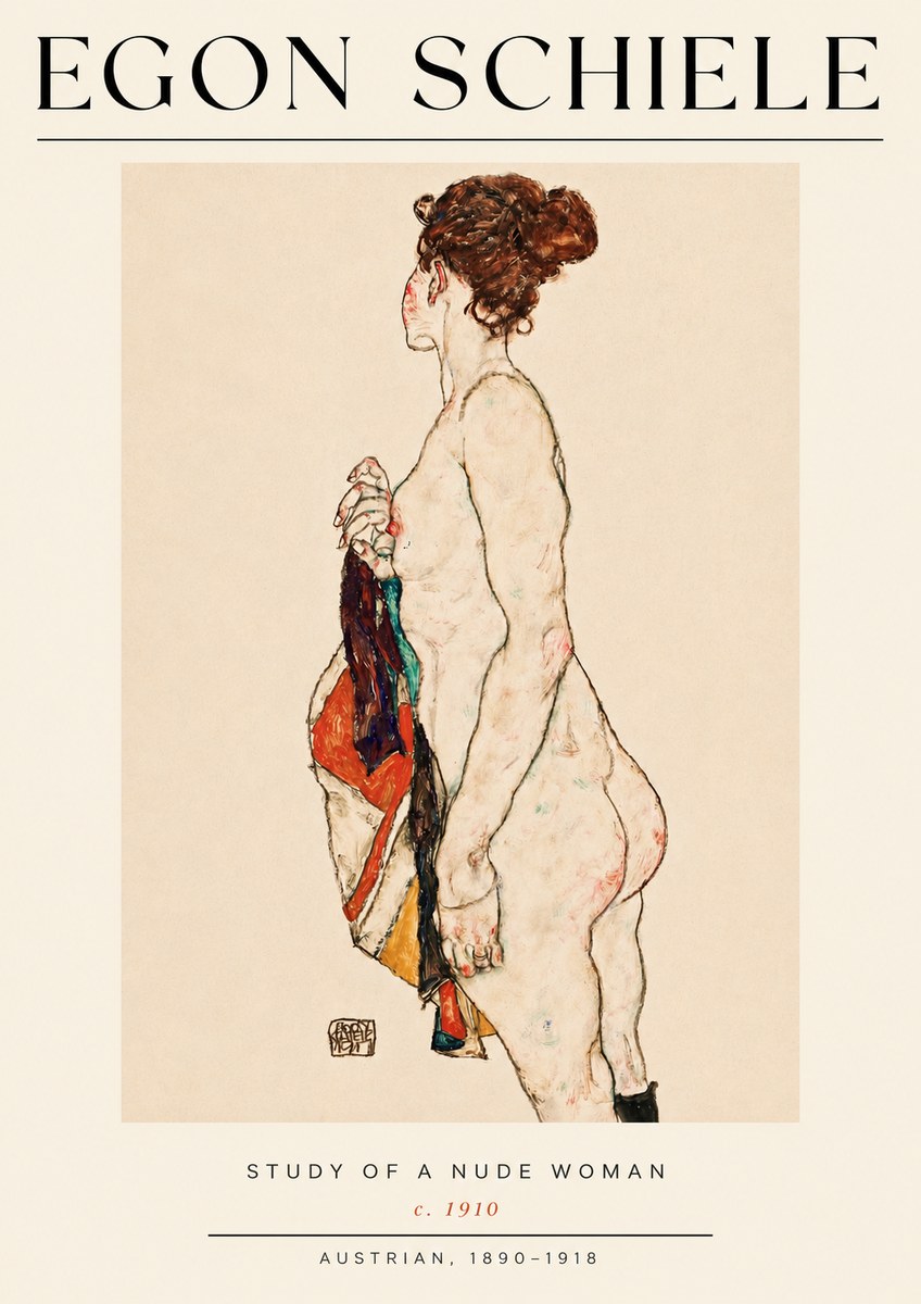 Schiele Study of a Nude Woman No4 - Poszter