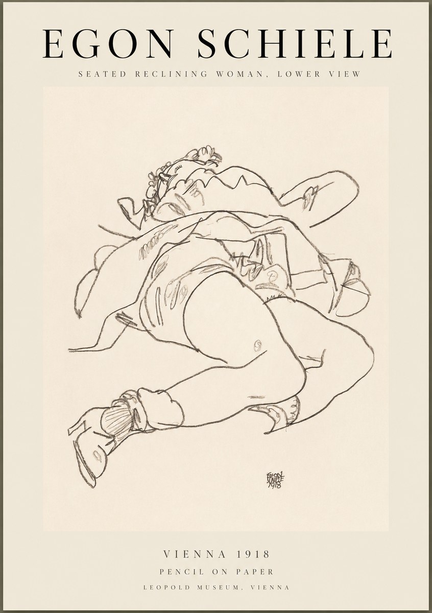 Schiele Seated Reclining Woman, Lower View No1 - Poszter