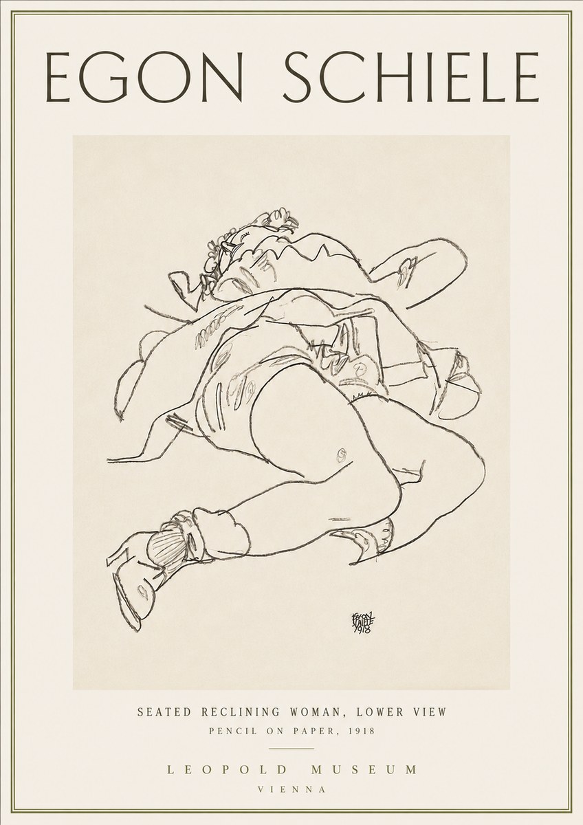 Schiele Seated Reclining Woman, Lower View No4 - Poszter