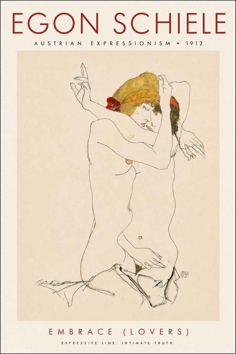 Schiele Embrace (Lovers) No5 - Poszter