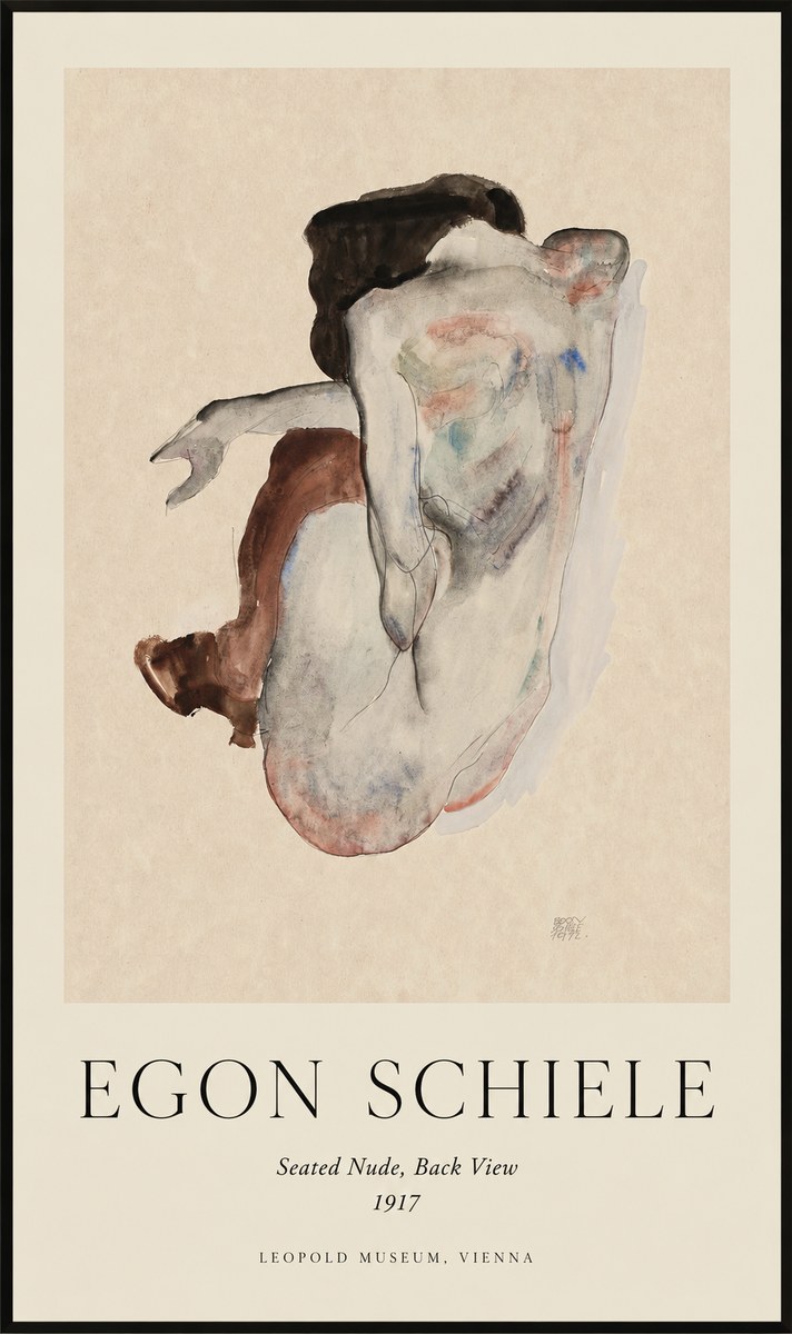Schiele Seated Nude, Back View No1 - Poszter