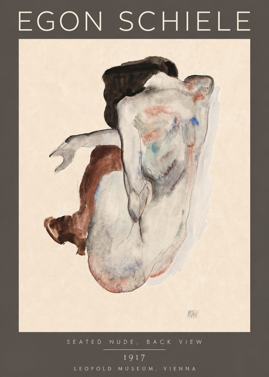 Schiele Seated Nude, Back View No4 - Poszter