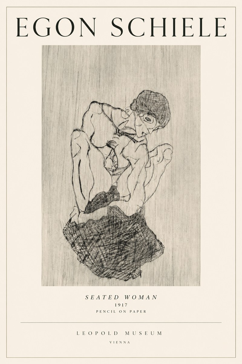 Schiele Seated Woman No1 - Poszter