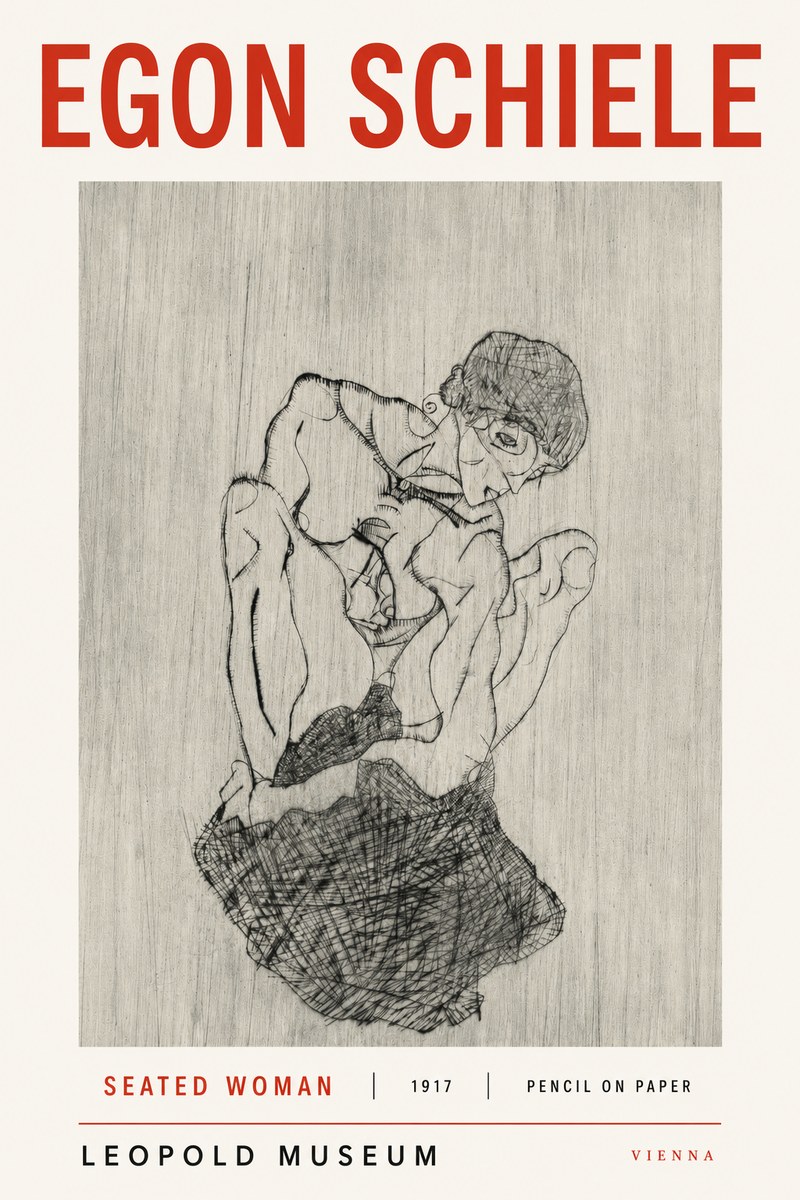 Schiele Seated Woman No3 - Poszter