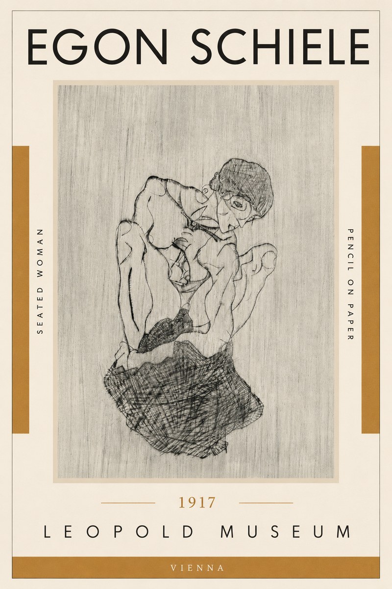 Schiele Seated Woman No5 - Poszter