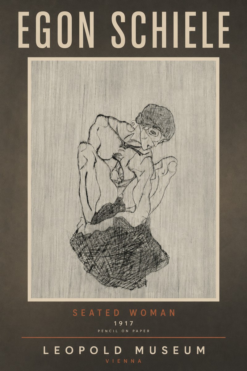 Schiele Seated Woman No6 - Poszter