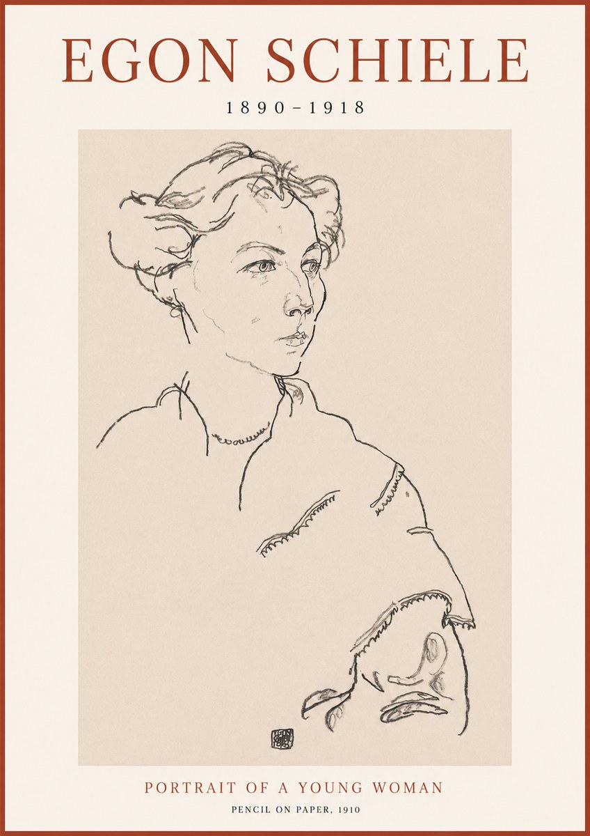 Schiele Portrait of a Young Woman No1 - Poszter