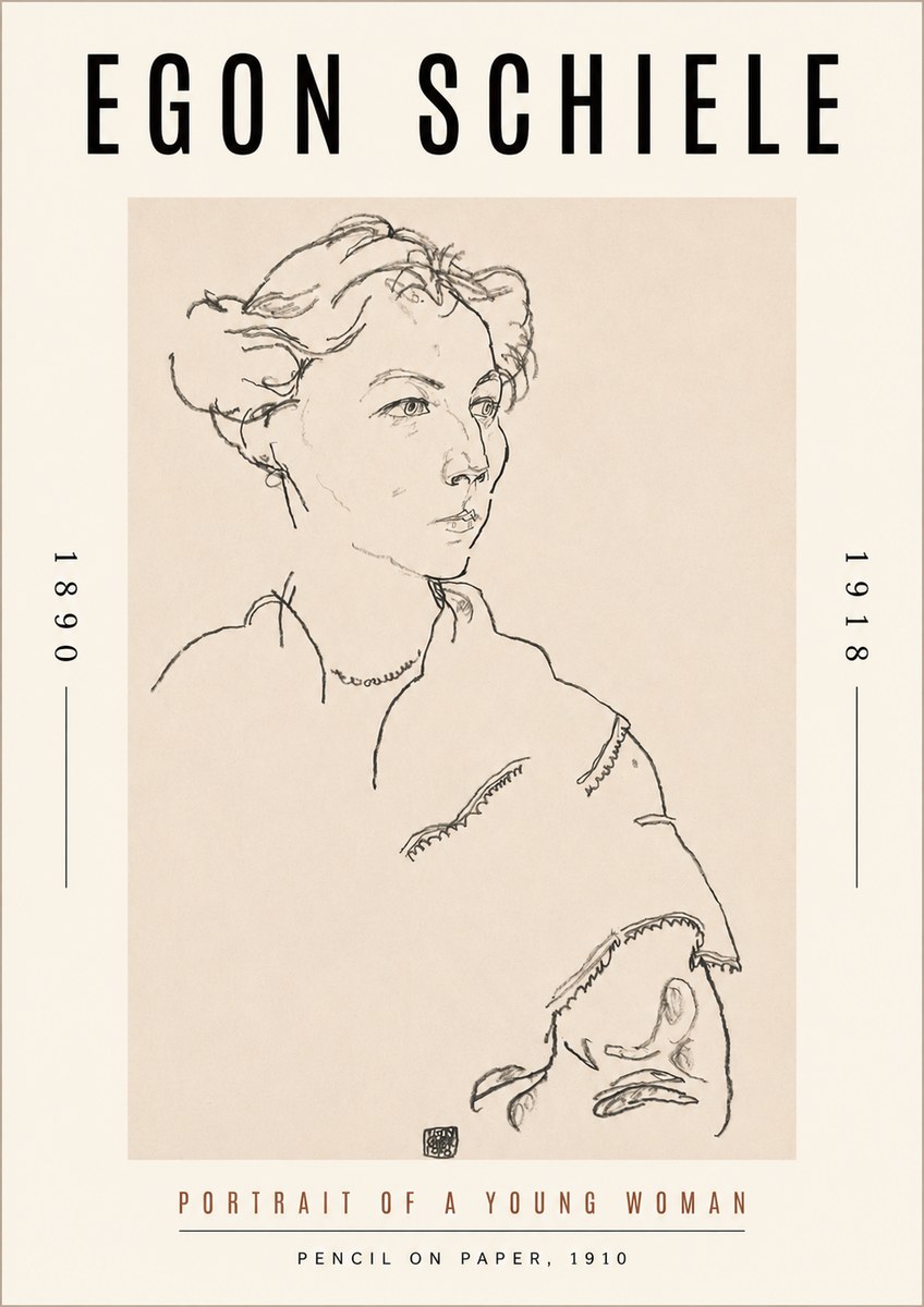 Schiele Portrait of a Young Woman No3 - Poszter