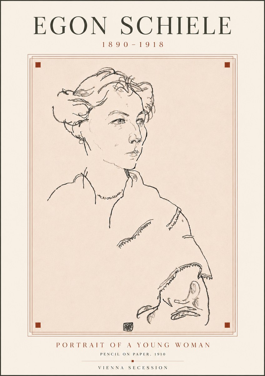 Schiele Portrait of a Young Woman No5 - Poszter