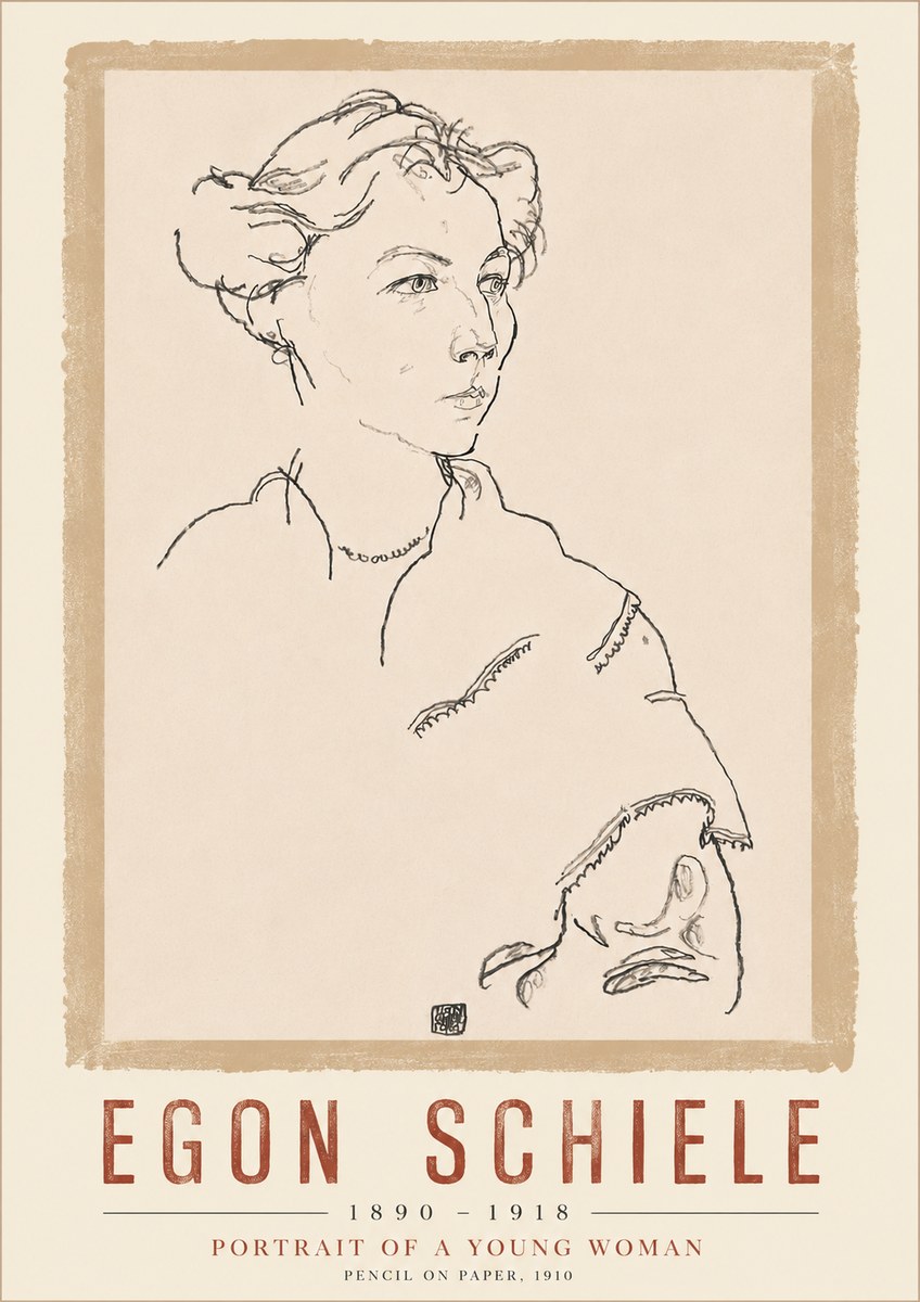 Schiele Portrait of a Young Woman No6 - Poszter