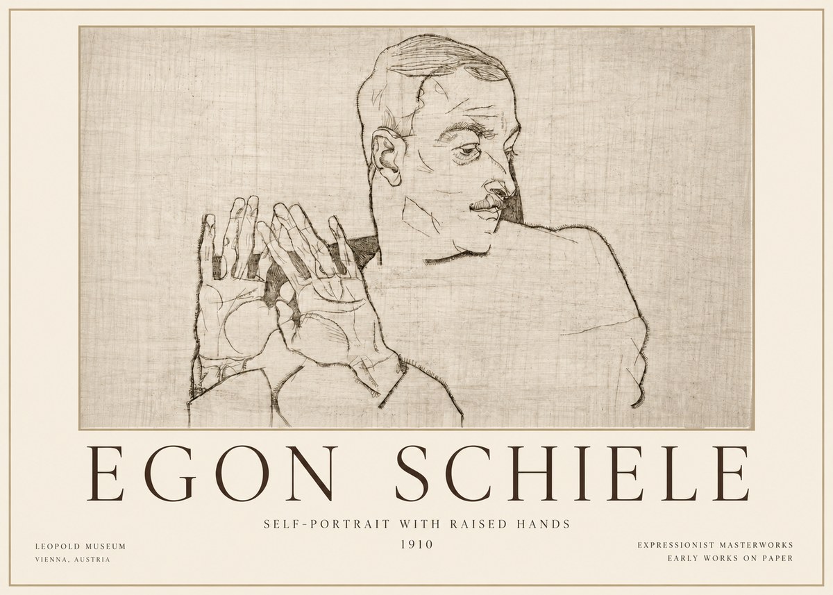 Schiele Self-portrait with Raised Hands No4 - Poszter
