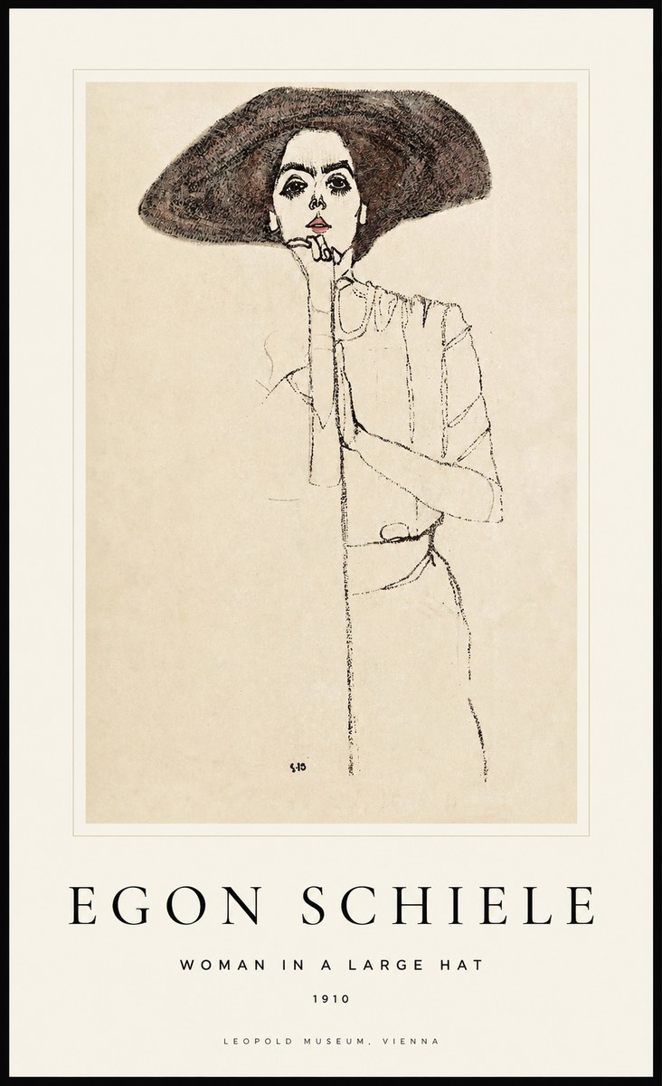 Schiele Woman in a Large Hat No1 - Poszter