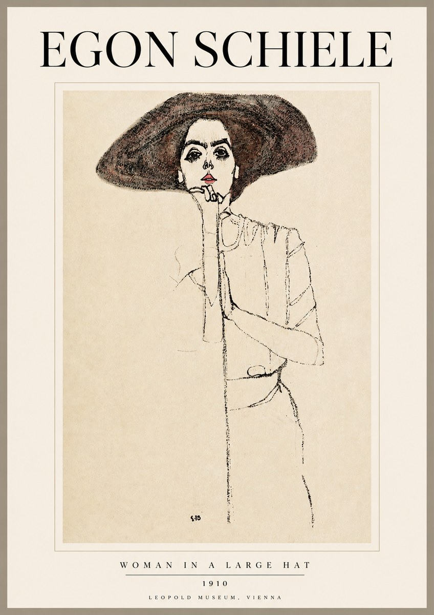 Schiele Woman in a Large Hat No2 - Poszter
