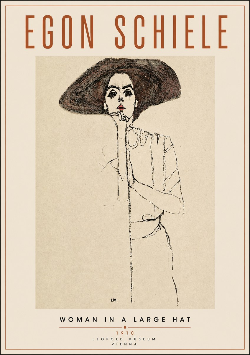 Schiele Woman in a Large Hat No4 - Poszter