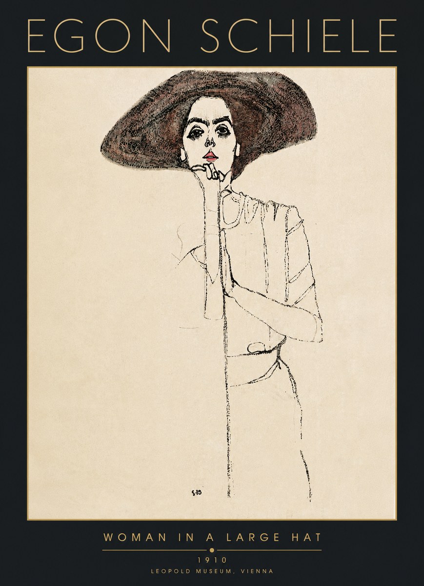 Schiele Woman in a Large Hat No5 - Poszter