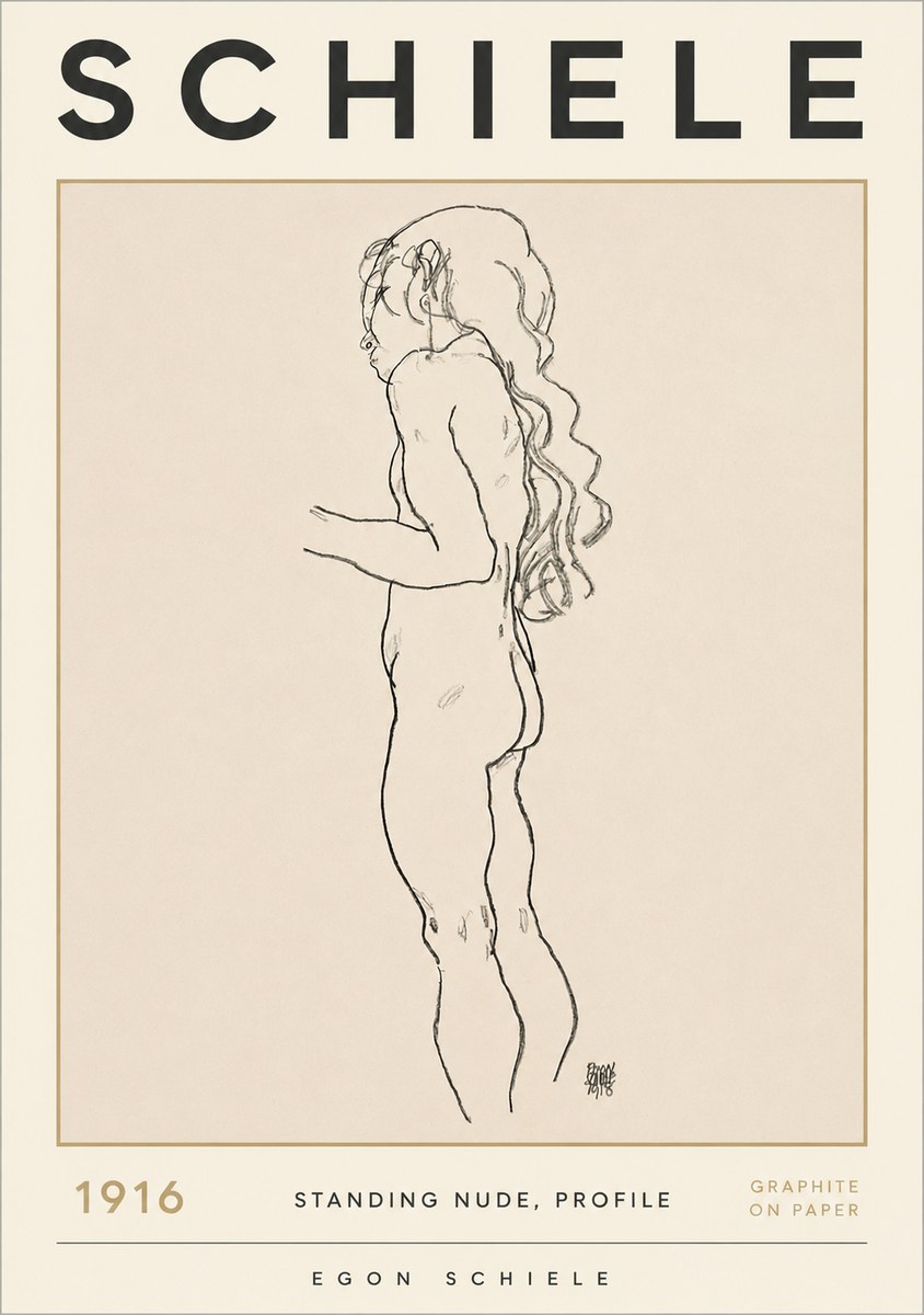 Schiele Standing Nude, Profile No2 - Poszter