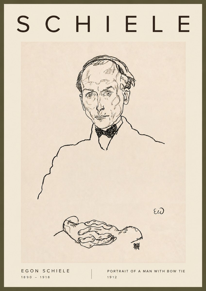 Schiele Portrait of a Man with Bow Tie, 1912 No2 - Poszter