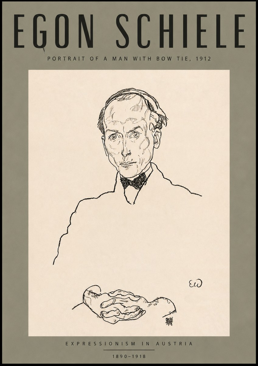 Schiele Portrait of a Man with Bow Tie, 1912 No4 - Poszter