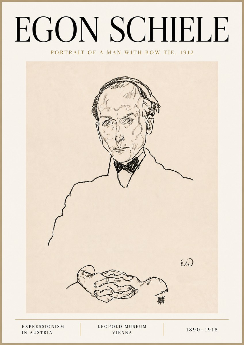 Schiele Portrait of a Man with Bow Tie, 1912 No6 - Poszter