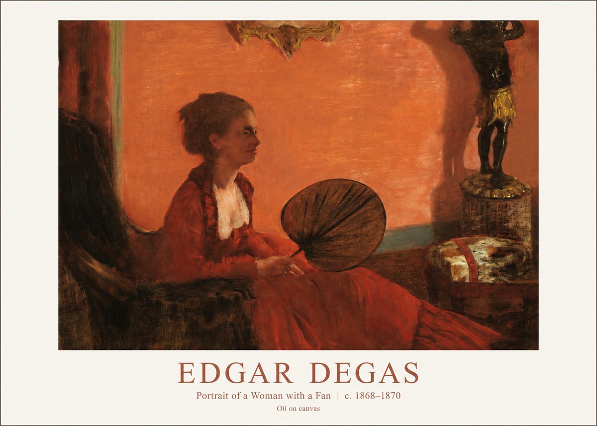 Edgar Degas Portrait of a Woman with a Fan No1 - Poszter