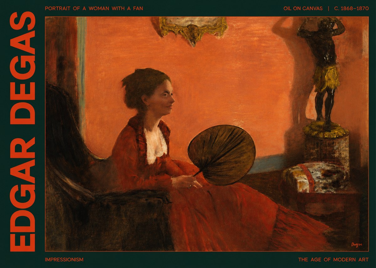 Edgar Degas Portrait of a Woman with a Fan No2 - Poszter