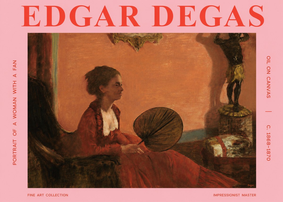 Edgar Degas Portrait of a Woman with a Fan No3 - Poszter
