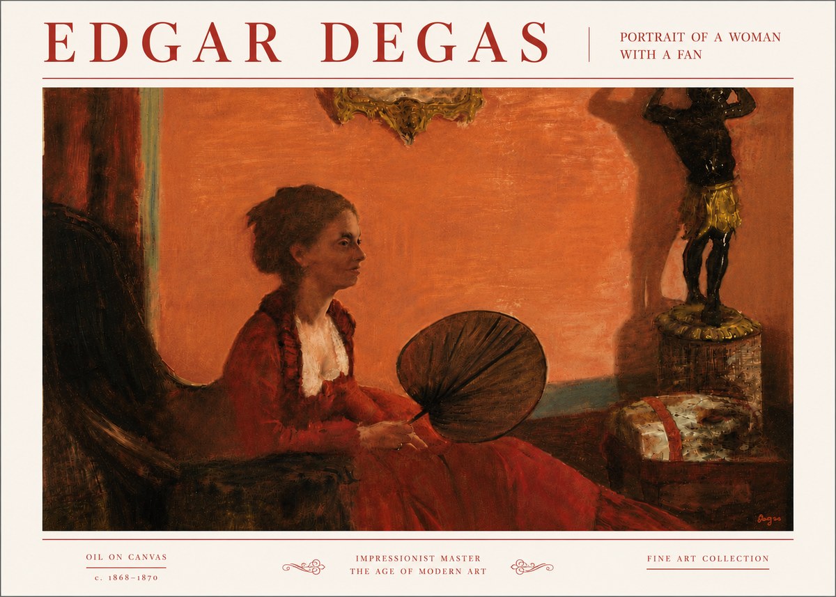 Edgar Degas Portrait of a Woman with a Fan No6 - Poszter