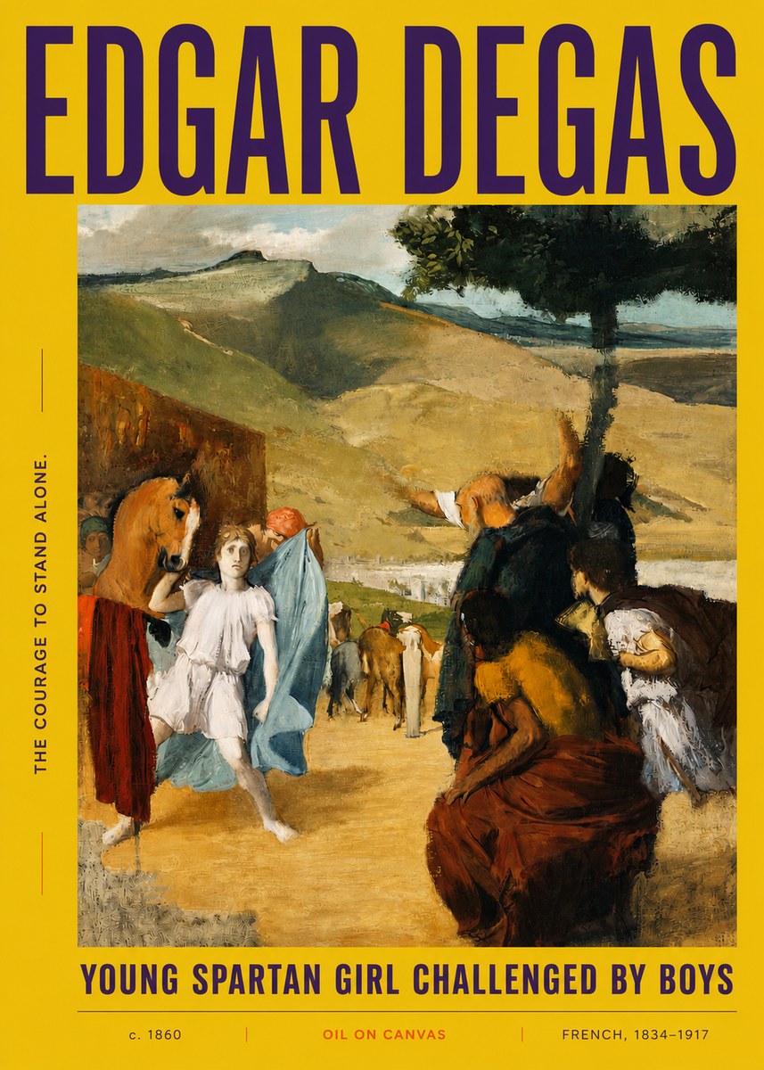 Edgar Degas Young Spartan Girl Challenged by Boys No3 - Poszter