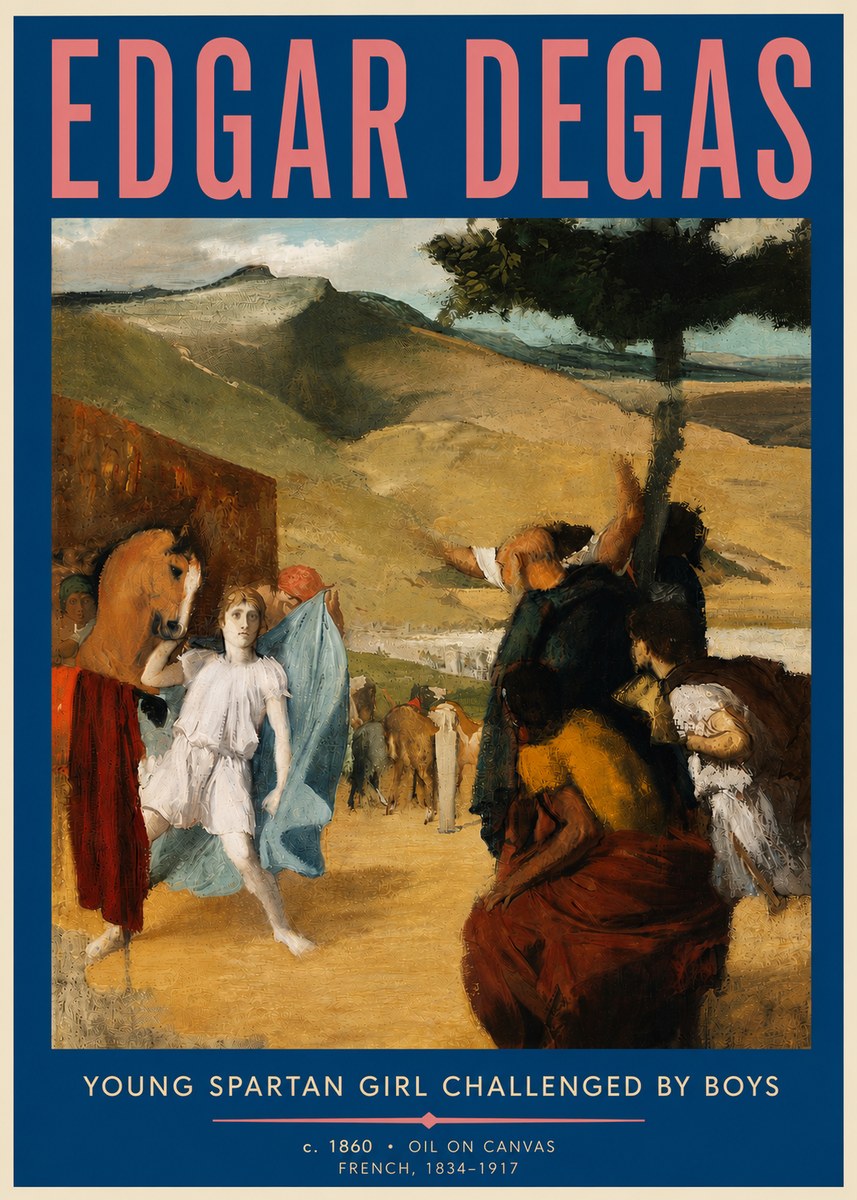 Edgar Degas Young Spartan Girl Challenged by Boys No6 - Poszter