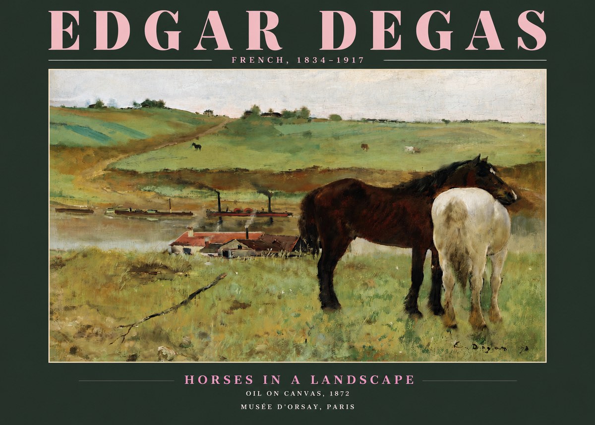 Edgar Degas Horses in a Landscape No3 - Poszter