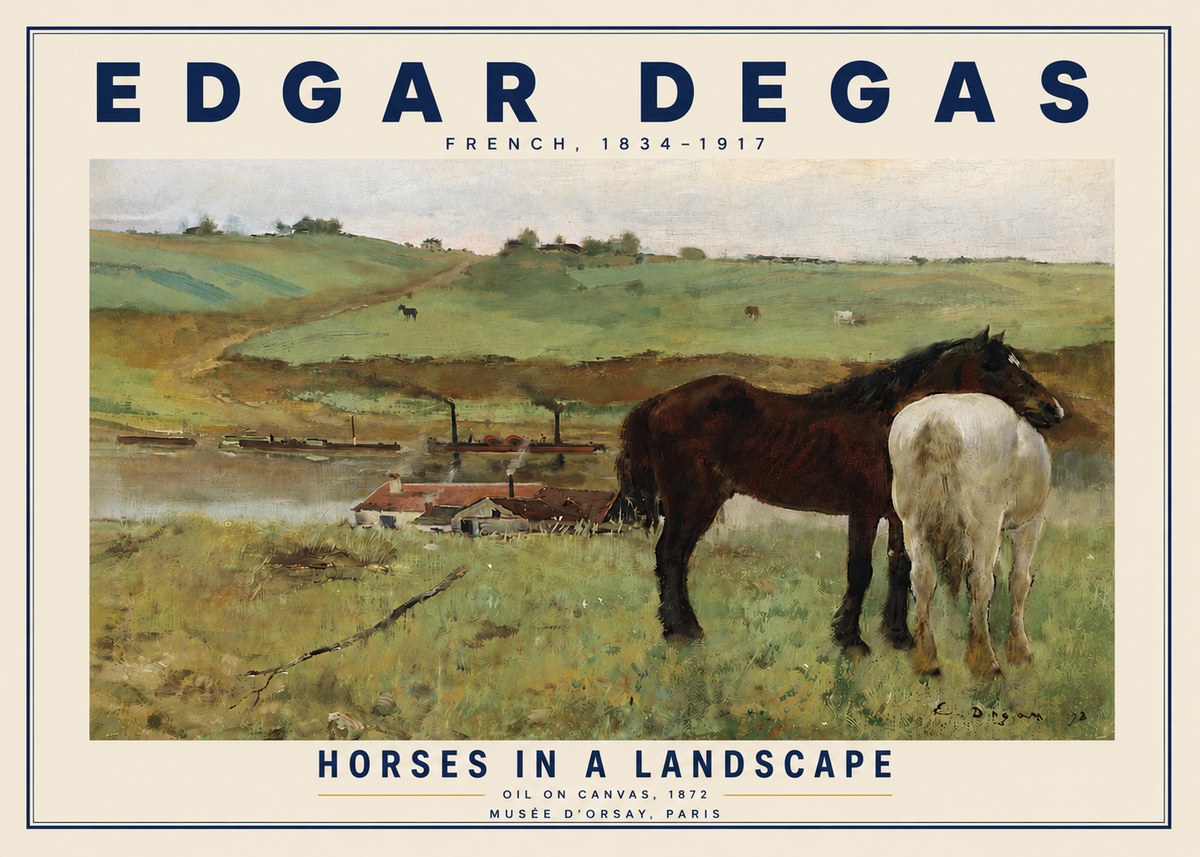 Edgar Degas Horses in a Landscape No4 - Poszter