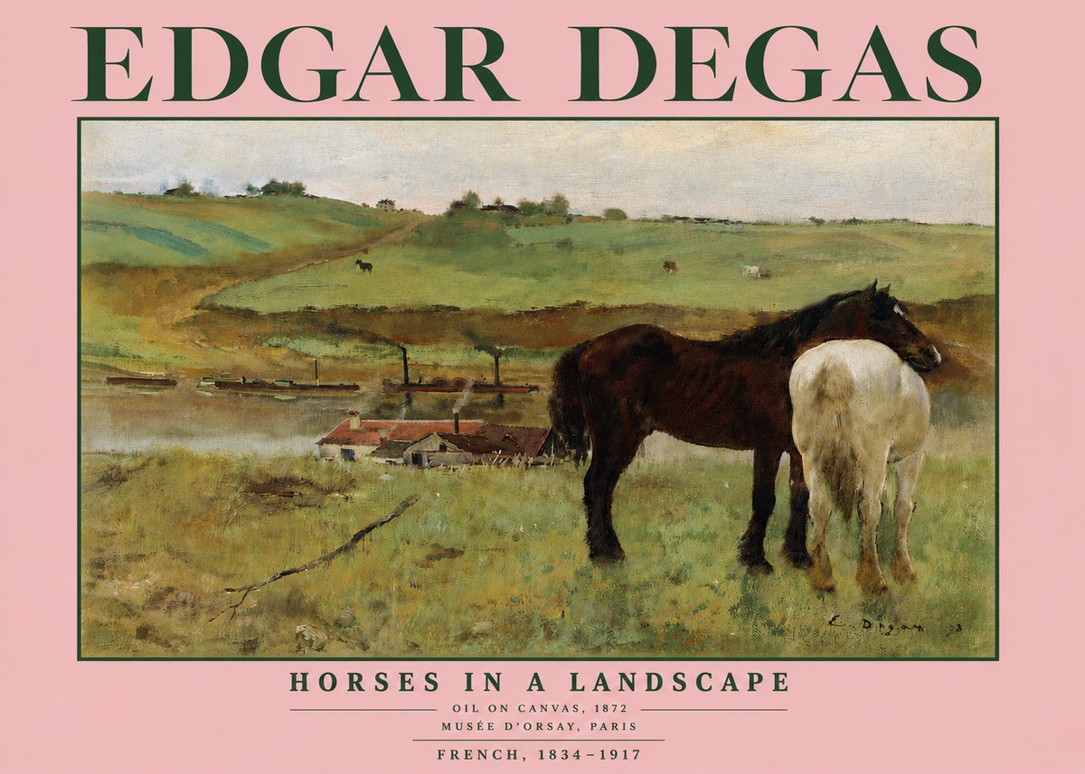 Edgar Degas Horses in a Landscape No5 - Poszter