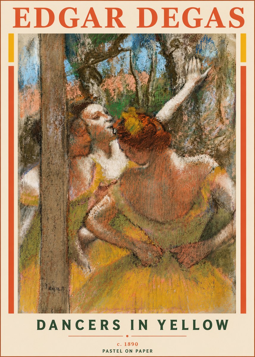 Edgar Degas Dancers in Yellow No6 - Poszter