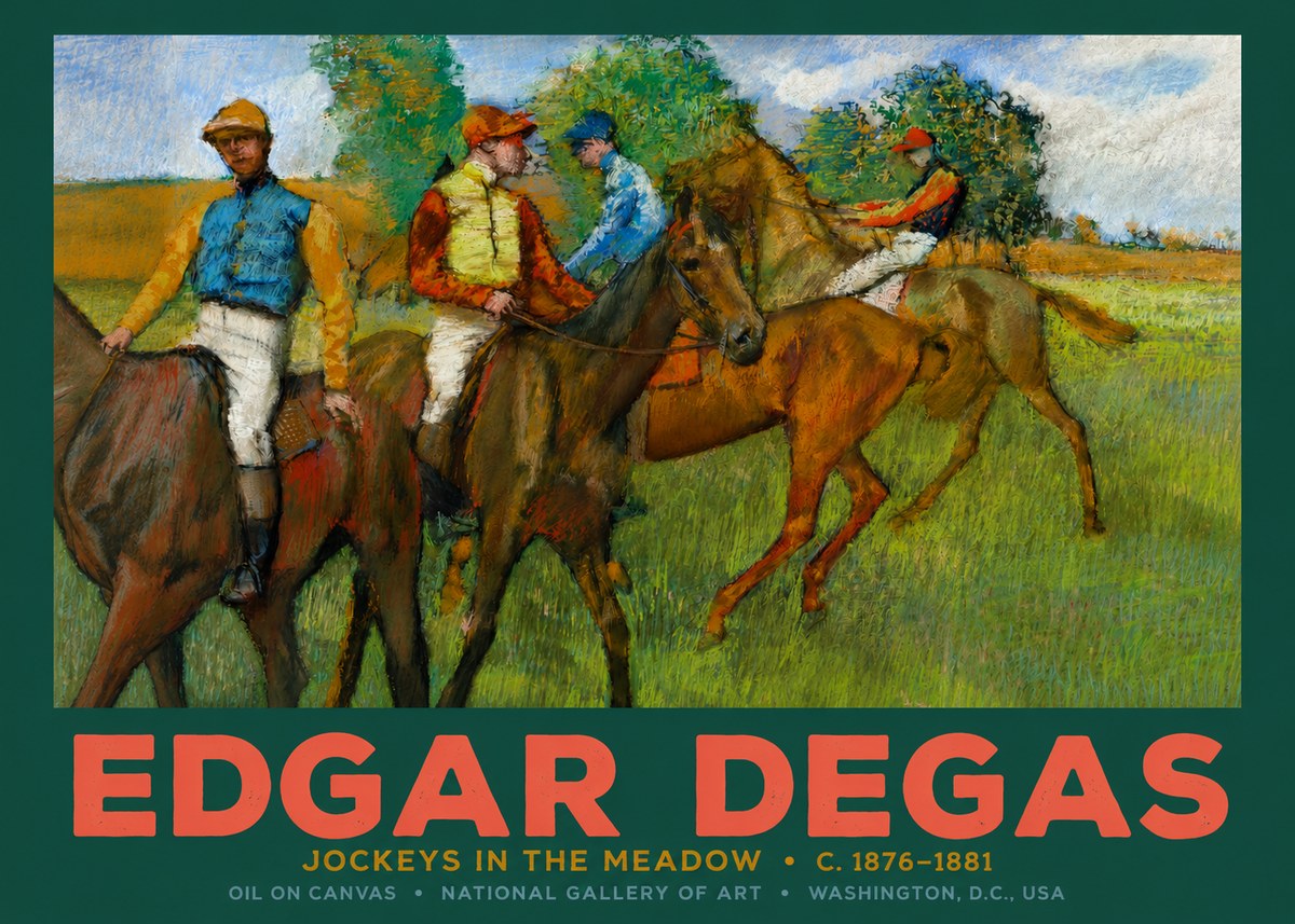 Edgar Degas Jockeys in the Meadow No2 - Poszter