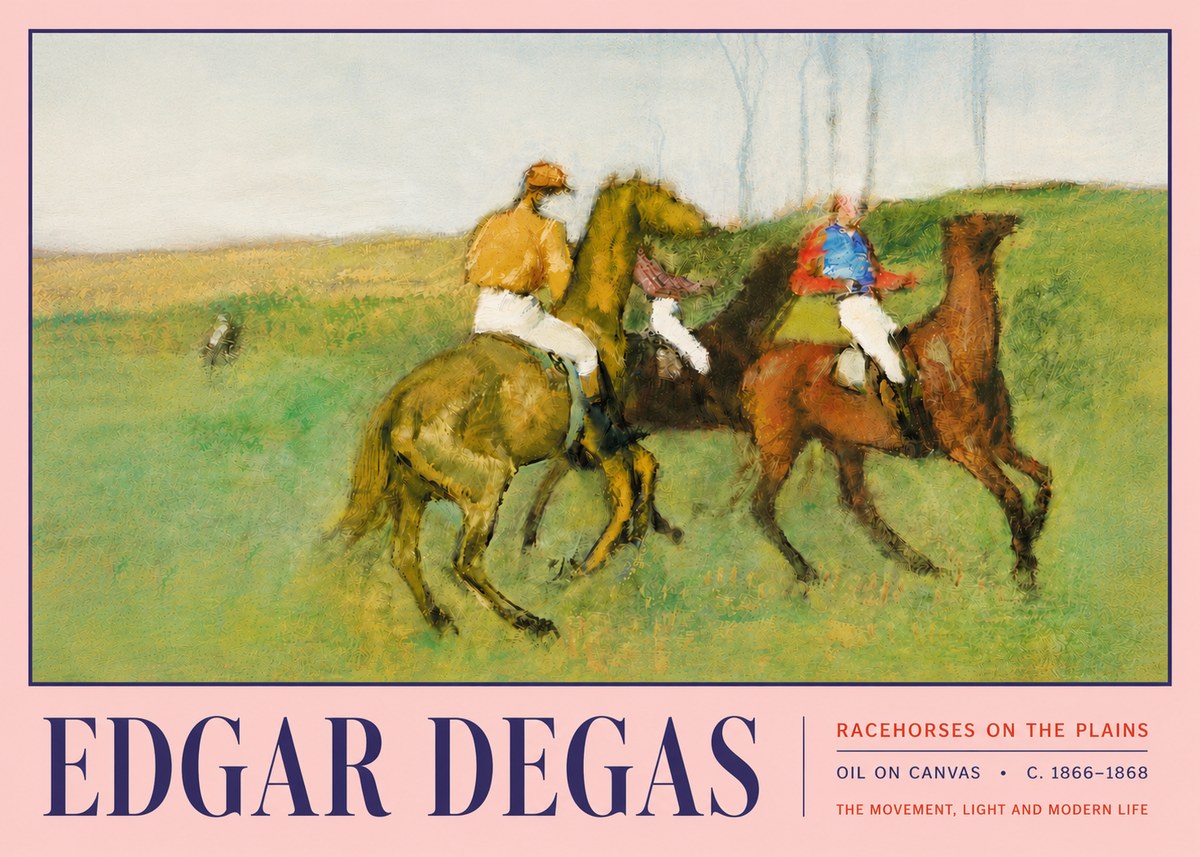 Edgar Degas Racehorses on the Plains No5 - Poszter