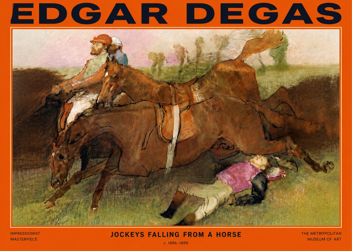 Edgar Degas Jockeys Falling from a Horse No2 - Poszter