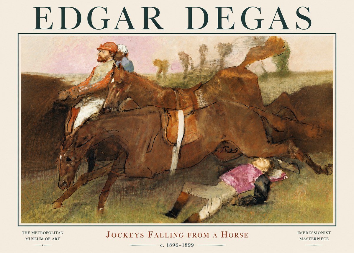 Edgar Degas Jockeys Falling from a Horse No3 - Poszter