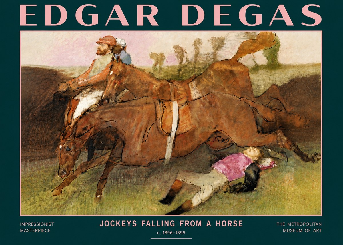 Edgar Degas Jockeys Falling from a Horse No4 - Poszter