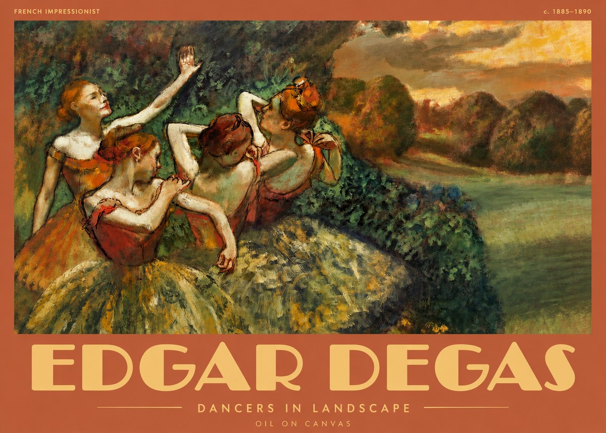 Edgar Degas Dancers in Landscape II No2 - Poszter