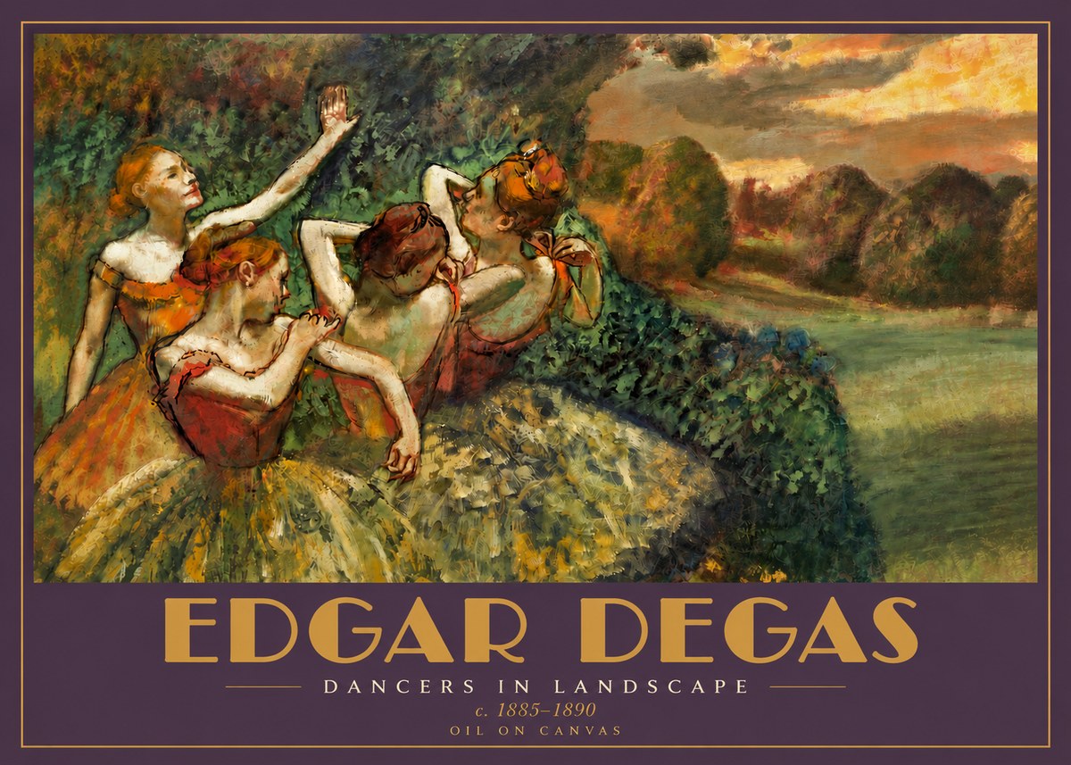 Edgar Degas Dancers in Landscape II No4 - Poszter