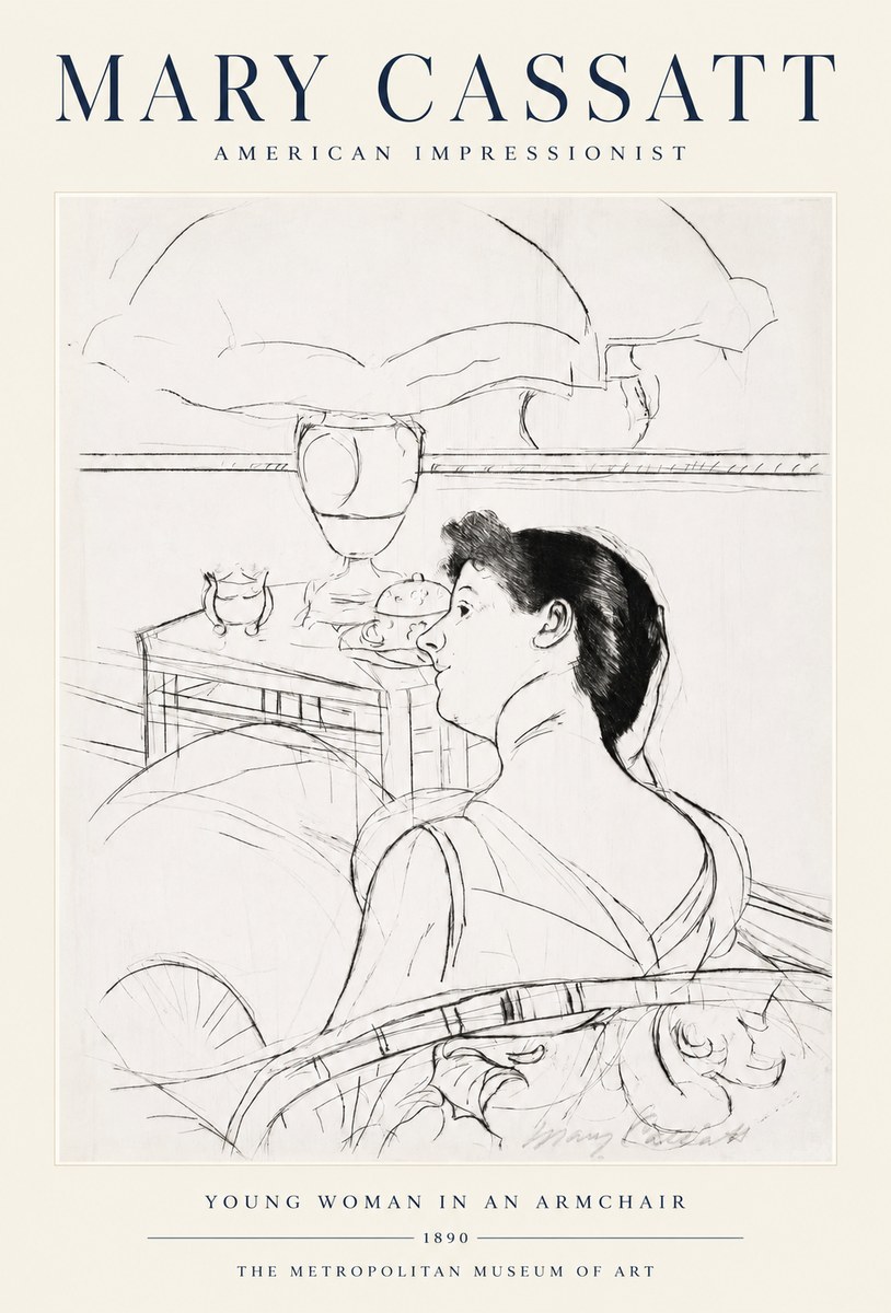 Mary Cassatt Young Woman in an Armchair No1 - Poszter