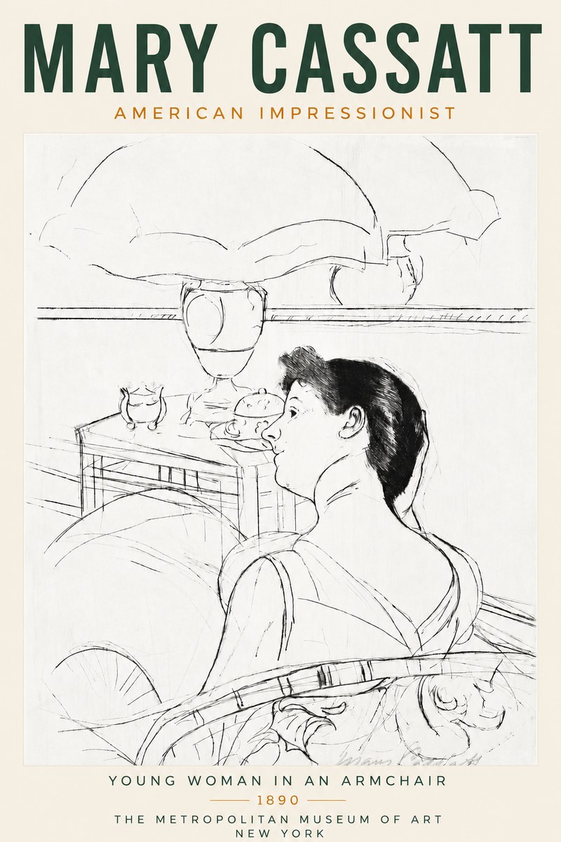 Mary Cassatt Young Woman in an Armchair No3 - Poszter