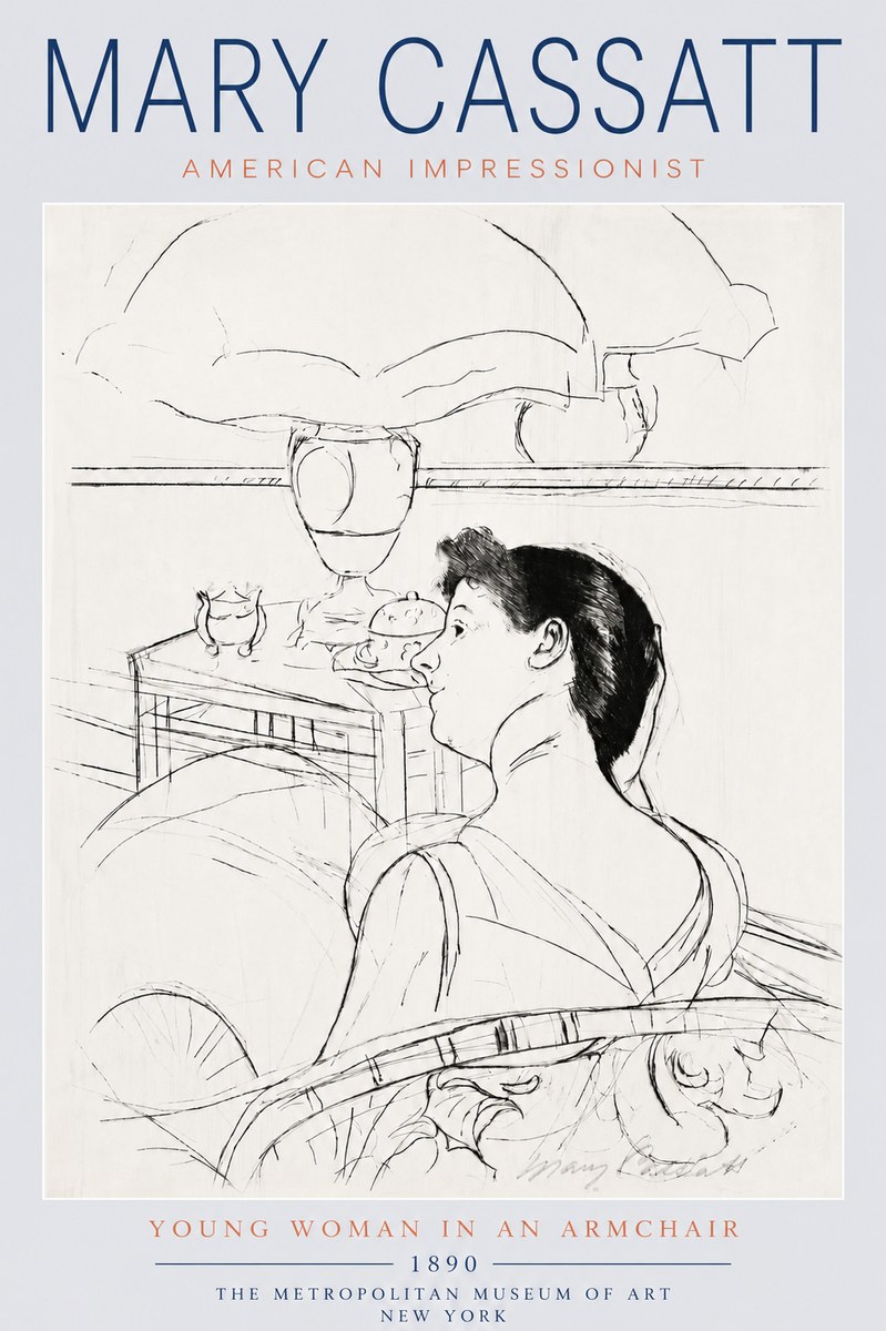 Mary Cassatt Young Woman in an Armchair No6 - Poszter