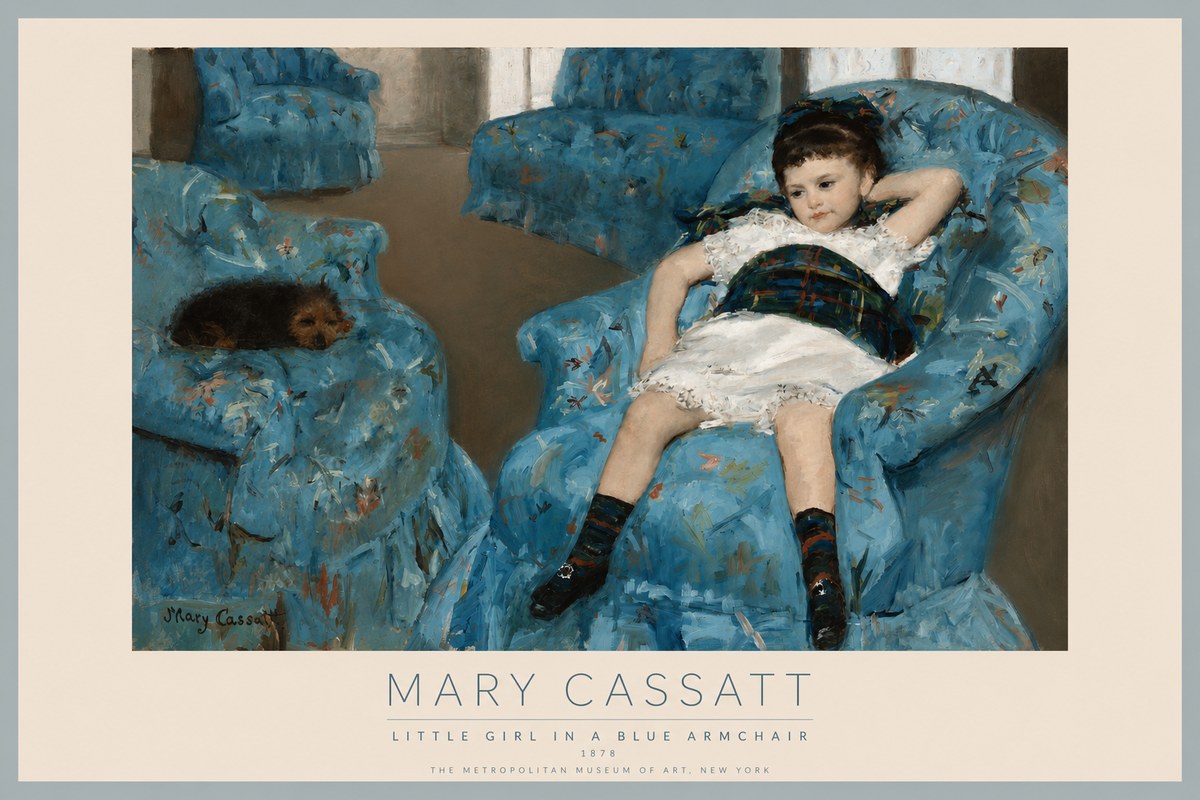 Mary Cassatt Little Girl in a Blue Armchair No2 - Poszter